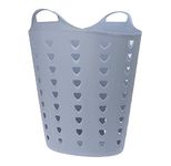 Flexi Laundry Basket With Handles 60 Litre Flexible Plastic Tall Large Clothing Washing Storage Hamper Bag Bin Clothes Bedding Blankets Bedroom Bathroom (Blue), 72644/74924