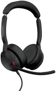 Jabra Evolve2 50 Wired Stereo Headset Active Noise Cancelling - Teams Cert USB A - On Ear Headphones with Noise Cancelling Boom Mic - ClearVoice for Crystal Clear Calls + Powerful Music + Air Comfort