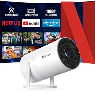 [Netflix Official & Electric Focus] 2025 Upgraded XuanPad Mini Projector with WiFi and Bluetooth, Full HD 1080P, Auto Keystone, 210° Rotatable Stand, Smart Portable Projector for Phone