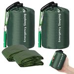 EEEKit 2 Pack Emergency Bivy Bag, Lightweight Survival Bag with Whistle, Portable Thermal Blankets Mylar Gear for Camping,Hiking