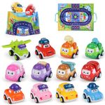 Pull Back Cars for Toddlers, Baby Vehicles Toys for Boys Age 12-18 Months, 2-in-1 Map Mat & Storage Bag, 12 Pieces Mini Truck Toy Set for Infant, Kids First Birthday Gift for 1-3 Years Old Boys Girls