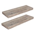 HOOBRO Floating Shelves, Wall Shelf Set of 2, 60 cm Hanging Shelf with Invisible Brackets, for Bathroom, Bedroom, Toilet, Kitchen, Office, Living Room Decor, Greige BG60BJ01G1