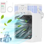 Portable Air Cooler, 4 in1 Mini Air Conditioners Personal Mobile Compact Evaporative Cooler Air Humidifier, 3 Wind Speed Desktop Air Conditioner Fan,for Home Dorm Office Outdoor