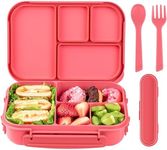 Amathley Lunch Box Kids,Bento Box Adult,Leakproof Lunch Containers for Adults/Kids/Toddler,1200ML-4 Compartments bento Lunch box with Utensil,Microwave & Dishwasher & Freezer Safe (Pink Berry)