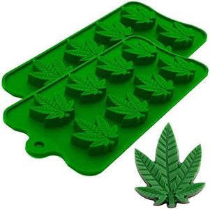 PJ BOLD Marijuana Pot Leaf Silicone Candy Mold Trays for Chocolate Cupcake Toppers Gummies Ice Soap Butter Molds Small Brownies or Party Novelty Gift, 2 Pack