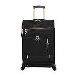 Steve Madden Designer Luggage Collection - Lightweight 24 Inch Expandable Softside Suitcase - Mid-size Rolling 4-Spinner Wheels Checked Bag (Black, 24in), Peek-A-Boo Black, 24in, Business and Leisure