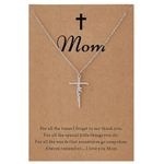 SANNYRA Happy Mother's Day Gifts - Mother and Faith Cross Necklace for Women - Inspirational Believe Hope Warrior Trust Free Pendant Necklace, Stainless Steel, No Gemstone