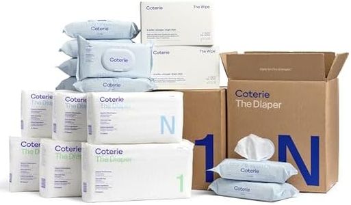 Coterie Baby Diapers + Wipes Baby Kit, Size 1 (99 Count) Size Newborn (93 Count) 8 Wipe Packs (448 Count) Made with Plant-Based Fibers, Hypoallergenic, Designed for Sensitive Skin, Clean Ingredients