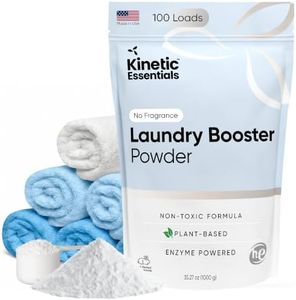 Kinetic Essentials Plant-Based Enzyme Laundry Booster Powder - Oxygen Boosting Powdered Laundry Additive for Stains & Odor - Boosts Detergent Performance - Hard Water/Cold Wash, 100 Loads, Unscented