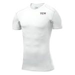 TCA Men's HyperFusion Compression Base Layer Top Short Sleeve Under Shirt - White, S