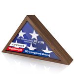 DecoWoodo Wooden Flag Display Case for 3'x5' Folded American Flag (Not for Burial Flag), Military Veteran Flag Shadow Box with HD Tempered Glass, Wall Mounted Triangle Flag Frame, Rust Brown