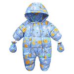 SRTUMEY Baby Snowsuit Romper Infant Baby Girl Boy Winter Warm Coat Snowsuit Toddler Jacket Clothes Zipper Jumpsuit Hooded Snow Wear Coat Snowsuit 24 Months Clearance 6-12 Months #4_Blue