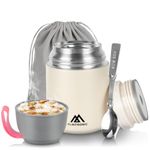 flintronic Insulated Food Flask, 530ml Food Warmer for Hot Food, Stainless Steel Food Containers with Folding Spoon, Leakproof Insulated Soup Containers for Kids Adults - BPA Free