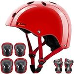 XingCheng-Sport Kids Helmet Toddler Bike Helmet with Protective Gear Set Knee Pads Elbow Pads Wrist Pads for Skateboard Bike Scooter Inline Skates CPSC ASTM CE Certified (S(3-8years old), red)