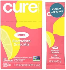 Cure Hydration - Kids Electrolyte Drink Mix | Plant-Based Pediatrician Formulated Rehydration | No Added Sugar, Non-GMO, Gluten-Free, No Artificial Flavors, FSA-HSA | Box of 6 Packets - Pink Lemonade