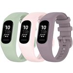 3-Pack Compatible with Garmin Vivosmart 5 Bands for Women Men, Soft Silicone Wristbands Replacement Sport Strap Bracelet for Vivosmart 5 Watch Bands Small Large (Small, 3ColorB)