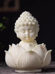 AARAMBH Outlet Lotus Baby Buddha Statue for Tranquil Spaces, Ideal for Home, Office Desk & Car Dashboard Decoration (White, Pack of 1)