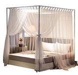 Mengersi Simple 4 Corners Post Curtain Bed Canopy Bed Frame Canopies Net Bed Curtains,Bedroom Decoration Accessories(Queen,White)