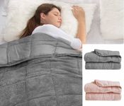 rejuvopedic Huggy Weighted Blanket / 152x200cms / 15lbs / Grey/Warm and Cosy Teddy Fleece Fabric/Anxiety Stress Relief