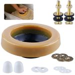 iFealClear Universal Toilet Wax Ring Kit with Bolts,PE Flange and Extra Retainers,Thick Wax Ring Gasket for Toilet Bowl,Washers Bolt Caps Gasket Use for Most Toilets- Gas, Odor and Watertight Seal