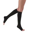 JOBST Relief Knee High 30-40 mmHg Compression Stockings, Open Toe, Black, Medium Petite
