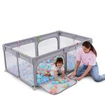 Dripex Baby Playpen, Portable Playpen for Baby and Toddlers, Sturdy 120x180x68 Anti-Fall Baby Play Pen and Baby Fence Kids Activity Center with Breathable Mesh and Pull-Up Ring for Indoor&Outdoor