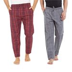 XYXX Men's Checkered Pyjama Bottom Pack of 2 (XYPYJM2PCKN48S_Red&Bluegrey_S_Red, Blue & Grey_Small)