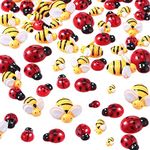 50 Pieces Tiny Resin Bees Ladybugs,