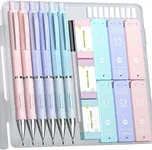 Four Candies Cute Mechanical Pencil Set 0.5 mm & 0.7mm & 0.9mm, with HB #2 Lead Refills, Pastel Erasers & Eraser Refills, 16-Count Pack, Aesthetic School Supplies for Writing, Drawing and Sketching