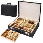 84-Piece Stainless Steel Cutlery Set With Beautiful Box - 410 Food Grade for Home and Restaurant - Golden