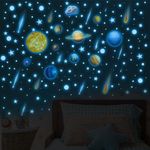 397Pcs Glowing Stars for Ceiling, Glow in The Dark Stars Solar System Wall Decals, Planets Space Shooting Stars Stickers, Glowing Star Decal Decoration for Girls Boys Bedroom Living Room (397)