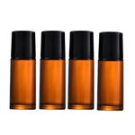 JIHUOO 4 Pcs 30 ml Glass Roller Bottles Deodorant Roll On Bottles Empty Refillable Massage Oil Rollerball Bottle