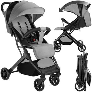 tectake® Poussette compacte 0-36 mois Pliable avec Panier de rangement Dossier inclinable Harnais 5 points Poussette compacte & légère Poussette voyage Accessoires Bébé Nouveau né Enfant Baby stroller