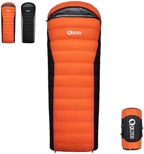 QEZER Down Sleeping Bag, Ultralight 225 x 80cm [1440g],Camping Sleeping Bags for Adults and Kids,Suitable for 4 Season Camping, Hiking, Backpacking and Outdoor Climbing(800g) (Orange)