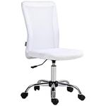 Vinsetto Office Chair, Armless Desk Chair, Adjustable Computer Swivel Chair with Rolling Wheels and Mesh Back for Home Work Study, White