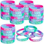 Juvale 36 Pack Inspirational Rubber Bracelets, Motivational Silicone Wristbands, Tie Dye Party Favors for Kids and Adults