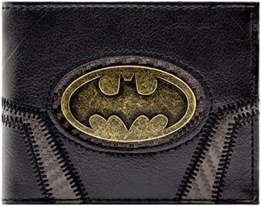 The Dark Knight Batman Traje Metal Emblema Dorado Insignia Billetera/Cartera Bifold ID & Tarjetero, Negro
