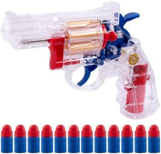 FESVASDEE Clear Housing Toy Revolver Foam Blaster with Elite Soft Foam Darts for Nerf Guns Toys Gun Set for Kids Ages 5 6 7 8 Short