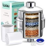 Luxau Shower Head Filter, Shower Filter 15 stage, Chlorine Hard Water Filter Softener Purifier, with 2 Filter Cartridges, Fits Universal Handheld ShowerHead Fixed Rainfall Bath Fixture, Chrome