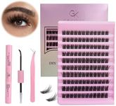 Lash Extension Kit Thick Eyelash: Gekinye 120pcs Individual Lash Clusters Kit 8-16mm DIY - with Lash Bond and Seal and Lash Tweezers