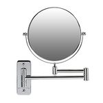 OVENTE Wall Mounted Vanity Makeup Mirror 7 Inch with 7X Magnification and 360 Degree Swivel Design, Double-Sided with Zero Distortion and Extendable Arm, Polished Chrome (MNLFW70CH1X7X)