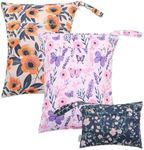 ALVABABY 3 Cloth Diaper Wet Dry Bags Waterproof Reusable with Two Zippered Pockets Travel Beach Pool Daycare Soiled Baby Items Yoga Gym Bag for Swimsuits or Wet Clothes Small medium Large 3L-SML08