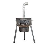 Wood Stove Firewood Stove Home Rural Firewood Stove Burning Wood Mobile Stove Table Big Pot Table New Outdoor Camping Stove Ground Pot Wood Stoves (Size : 58cm+1.5+3Circle)