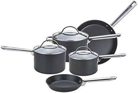 Anolon Professional Pots and Pans Set - 5 Piece Non Stick Pan Set with Glass Lids, Durable Stainless Steel Handles, Metal Utensil Safe Saucepan Set & Frying Pan Set, Black