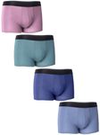 GRESTU Men's 4-Pack Big & Tall 2XL-8XL Underwear Boxer Briefs No Fly with Comfortable Cool Plus Size Underwear Pack, Navy Blue/Dark Blue/Green/Red, 6XL