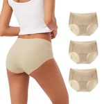 INNERSY Women's Seamless Touch Hipster Panties No Show Quick Dry Underwear 3-Pack(3 Nude,Large)
