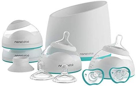 nanobebe Breastfeeding Baby Bottles Starter Set, Anti Colic Newborn Bottle Protects Breast Milk Nutrients, Breastfed Baby Bottles Set Includes Smart Warmer (ttpm Award Winner)