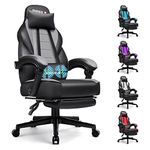 BOSSIN Racing Style Gaming Chair Office Computer Desk Chair with Footrest and Headrest, Ergonomic Design, Large Size High-Back E-Sports Chair, PU Leather Swivel Big and Tall Chair