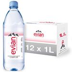 evian Natural Spring Water, Naturally Filtered Spring Water in Large Bottles, 33.81 Fl Oz (Pack of 12) - PACK OF 3