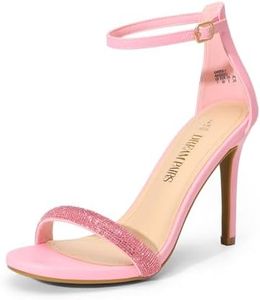 DREAM PAIRS Women's Open Toe High Heels Stiletto Heeled Sandals Sexy Dressy Shoes,Size 7,Pink-Rhinestone,Karrie-1